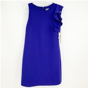 Vince Camuto Sleeveless Scuba Dress with Flutter Sleeve in Coblat, Size 12 NWT